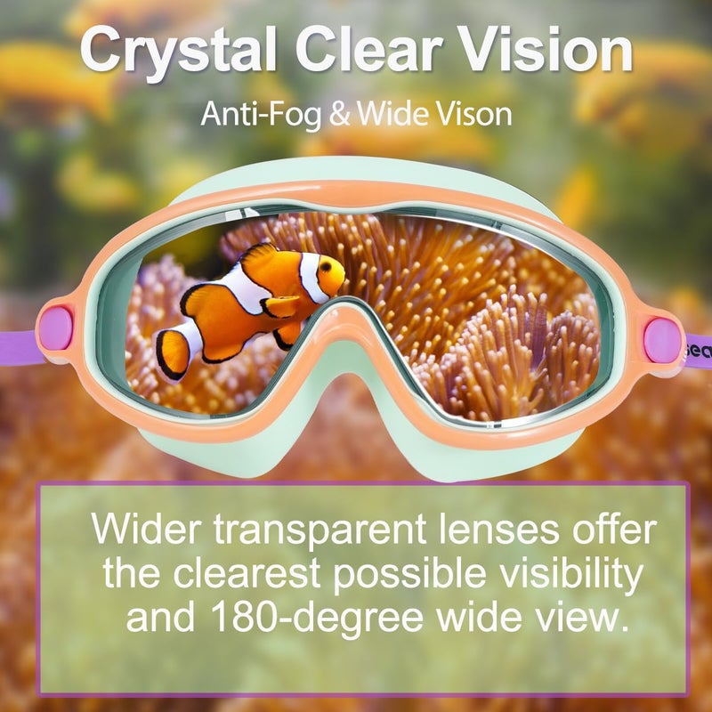 Seago Kids Goggles for Swimming 2 Pack No Leaking Anti-Fog Outer Eye Fit with Wide View UV Protection Crystal Clear Watertight Swim Goggles with nose cover Suitable for Children Youth Boys Girls Age 3 to 14 - Image 3