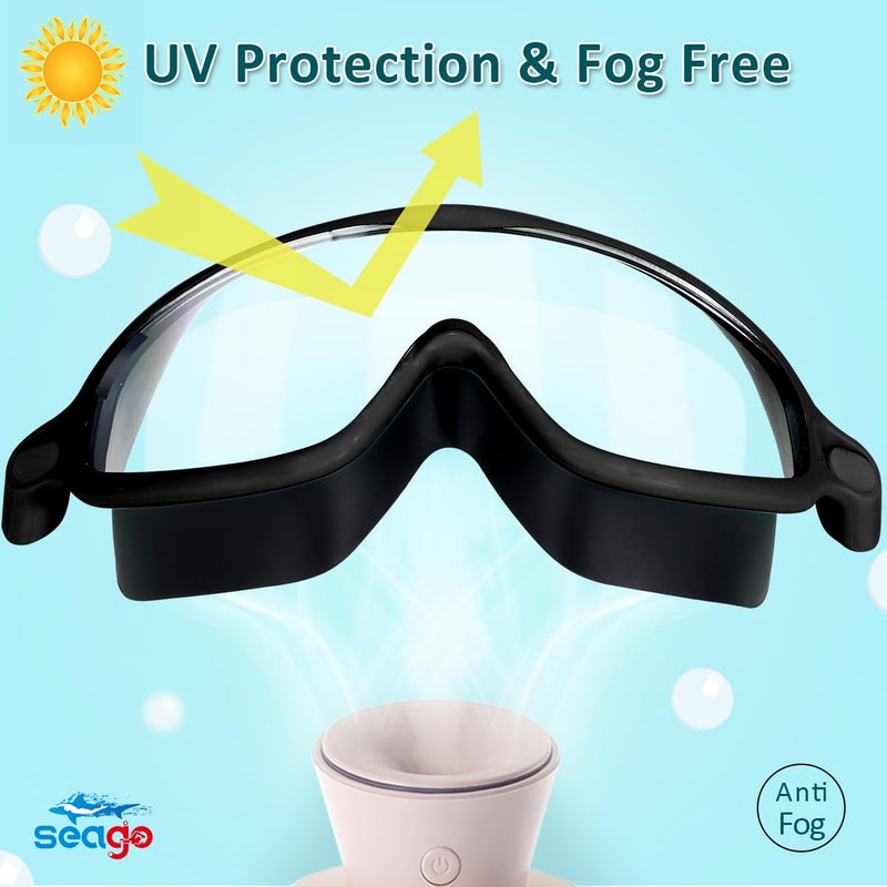 Seago Kids Goggles for Swimming 2 Pack No Leaking Anti-Fog Outer Eye Fit with Wide View UV Protection Crystal Clear Watertight Swim Goggles with nose cover Suitable for Children Youth Boys Girls Age 3 to 14 - Image 2