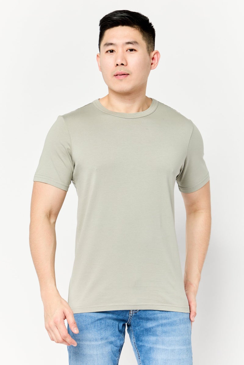 DOCKERS Men Crew Neck Short Sleeves Plain T-Shirt, Sage Green - Image 1