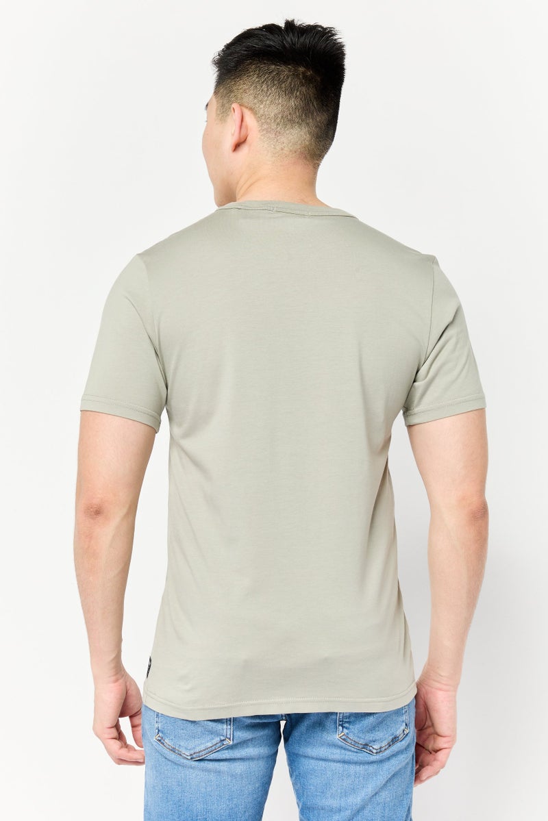 DOCKERS Men Crew Neck Short Sleeves Plain T-Shirt, Sage Green - Image 4