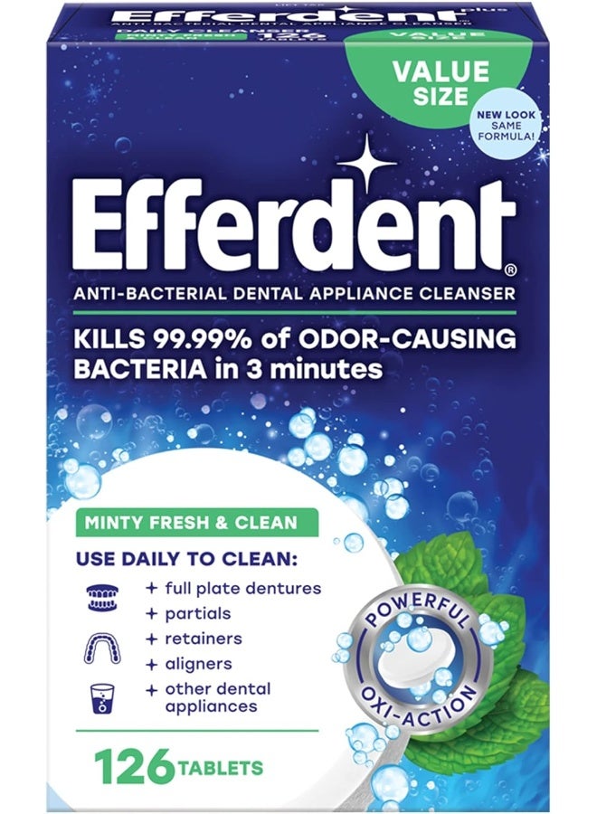 Efferdent Denture Cleanser Tablets, Fresh & Clean, 126 Tablets - Image 1