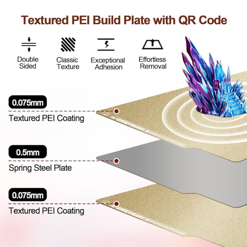 IdeaFormer-3D P1S A1 Textured PEI Build Plate with QR Code for Bambu Lab 256x256mm, Good Adhesion X1 X1C PEI Sheet PLA PETG ABS Spring Steel Bed Plate for Bambu Labs P2S P1P P1S A1 X1 Carbon - Image 2
