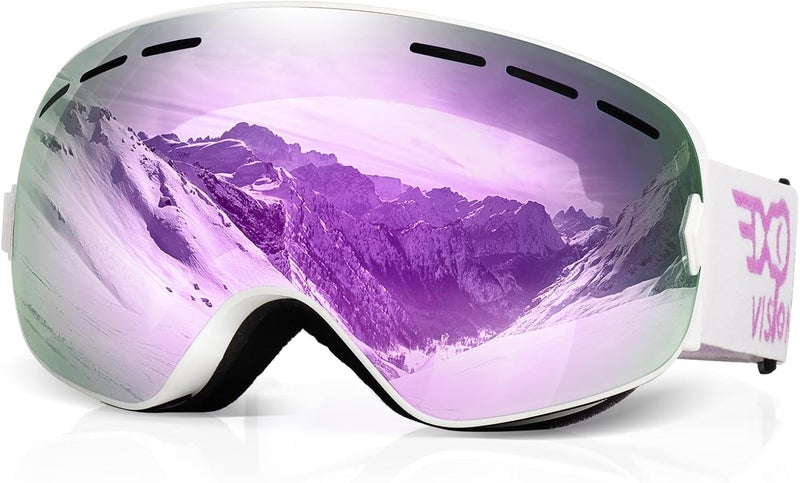 EXP VISION Snowboard Ski Goggles Men Women Youth, Anti Fog OTG Winter Snow Goggles Spherical Detachable Lens - Image 1