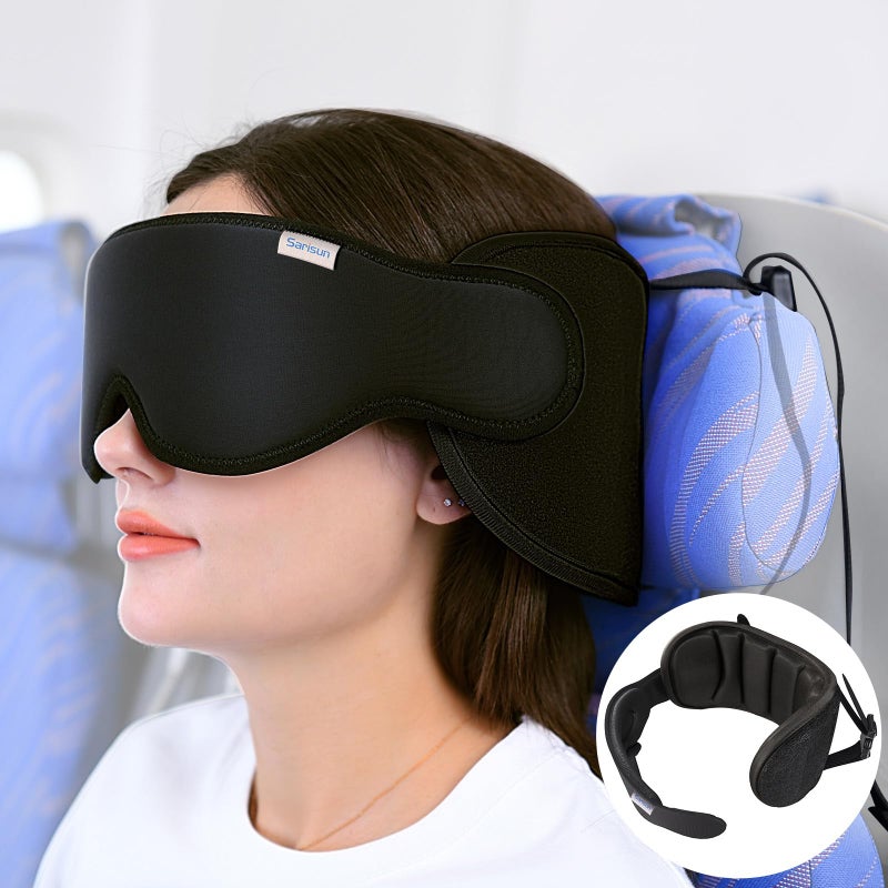 SARISUN Travel Pillows for Airplanes  Airplane Pillow with Sleeping Eye Mask  Travel Neck Pillow for Car  Road Trip Car Headrest  FSA HSA Eligible Approved  2-Pack Airplane Travel Essentials  Black - Image 4