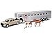 NewRay Pro Pickup Truck Beige with Horse Trailer Chrome and Horse Figures Long Haul Truckers Series 132 Diecast Model by New Ray SS19533 - Image 2