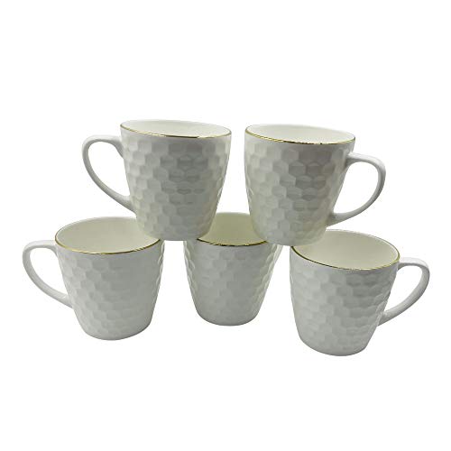 LVOOK CTPL Bone China Coffee Mug with Golden Outline- Pack of 6, 160 ML - Image 3