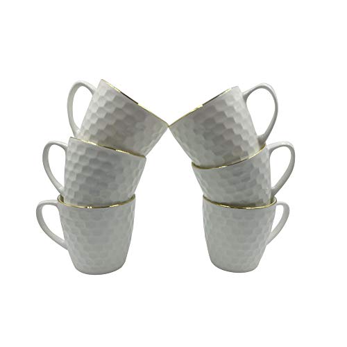 LVOOK CTPL Bone China Coffee Mug with Golden Outline- Pack of 6, 160 ML - Image 2