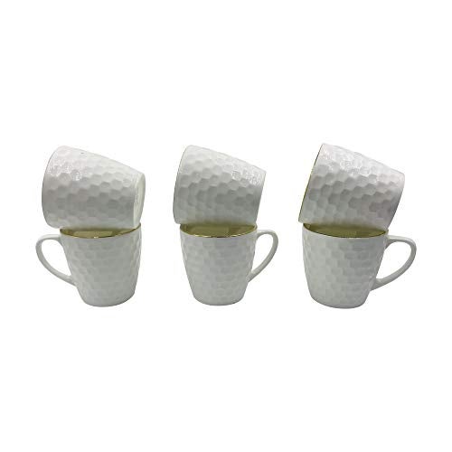 LVOOK CTPL Bone China Coffee Mug with Golden Outline- Pack of 6, 160 ML - Image 4