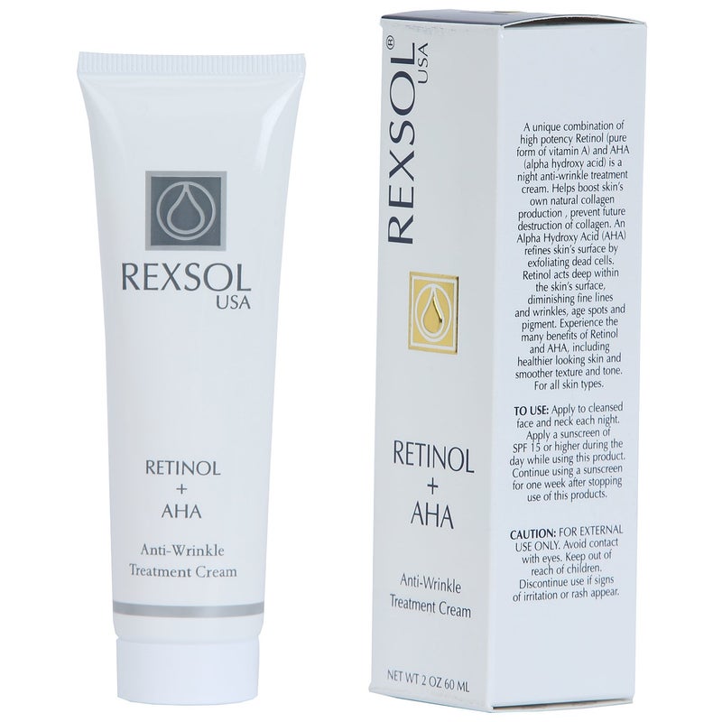 REXSOL Retinol + AHA Anti-wrinkle Treatment Cream | With pure Vitamin A and Vitamin E | Beeswax | Effectively diminishing fine lines & wrinkles, age spots & pigment.(60 ml / 2 fl oz) - Image 3