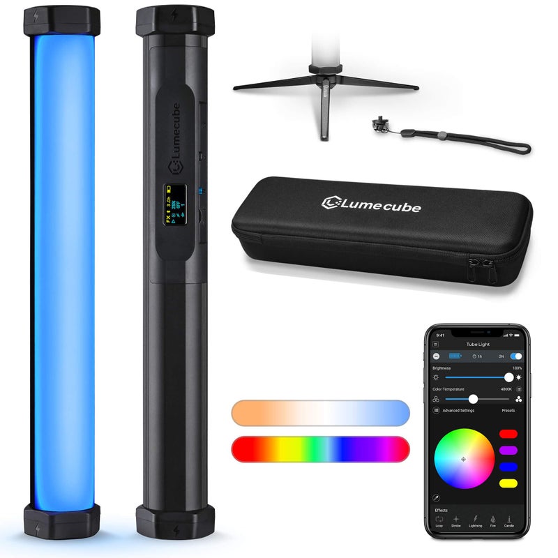 Lume Cube RGB Tube Light Mini for Photo Video RGBWW Full Color Tube Light Bluetooth App Controlled Millions of Colors Aluminum Durable Design 97 CRI