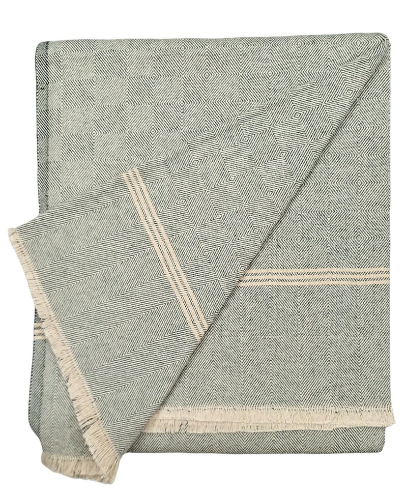 Arvore Bunkaar Plain Pure Handloom Khes - 100% Desi Thick and Heavy Cotton Khes/Summer Blanket/Chadar/Yoga Blanket (Wavy Dark Green)-100 TC - Image 1