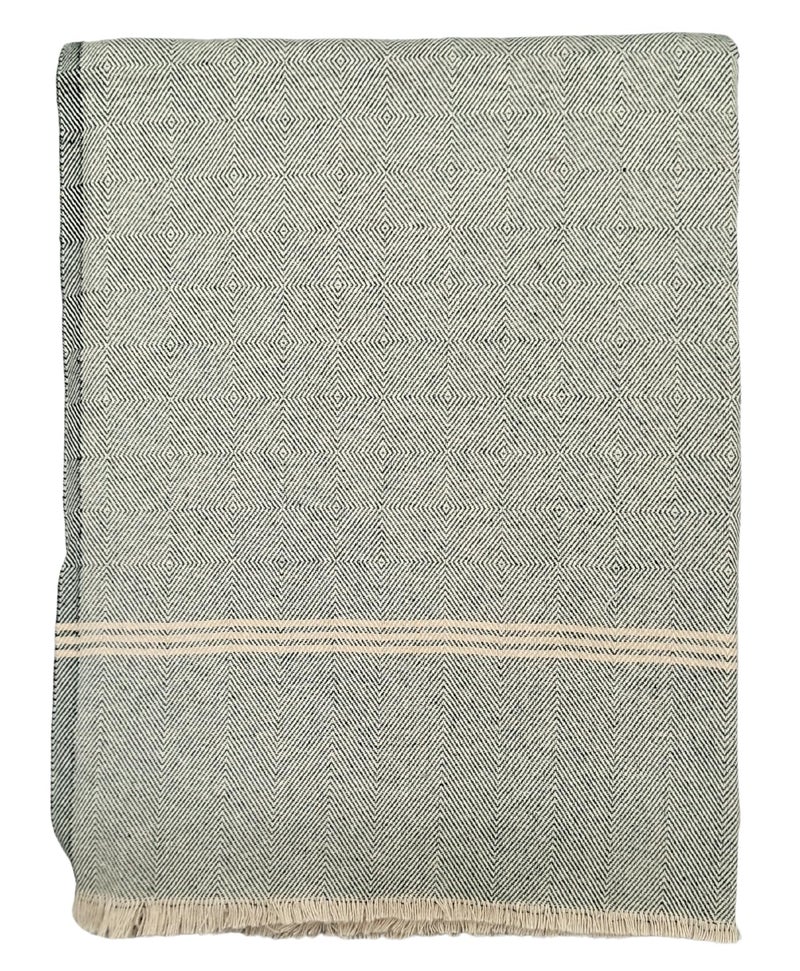Arvore Bunkaar Plain Pure Handloom Khes - 100% Desi Thick and Heavy Cotton Khes/Summer Blanket/Chadar/Yoga Blanket (Wavy Dark Green)-100 TC - Image 2