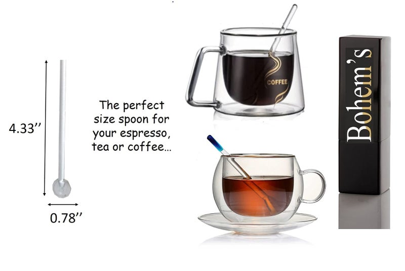 BOHEM'S Demitasse Espresso Spoons, Mini Coffee Spoon, 4.33 Inches Glass Small Spoons for Tea, Stirring Rod Mixing Spoon, Set of 6 (clear 2) - Image 4