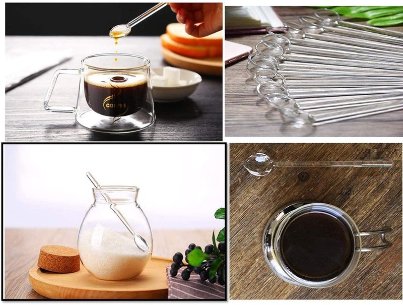 BOHEM'S Demitasse Espresso Spoons, Mini Coffee Spoon, 4.33 Inches Glass Small Spoons for Tea, Stirring Rod Mixing Spoon, Set of 6 (clear 2) - Image 3