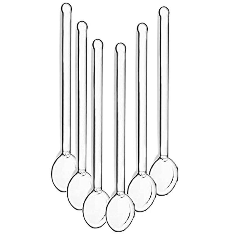 BOHEM'S Demitasse Espresso Spoons, Mini Coffee Spoon, 4.33 Inches Glass Small Spoons for Tea, Stirring Rod Mixing Spoon, Set of 6 (clear 2) - Image 1