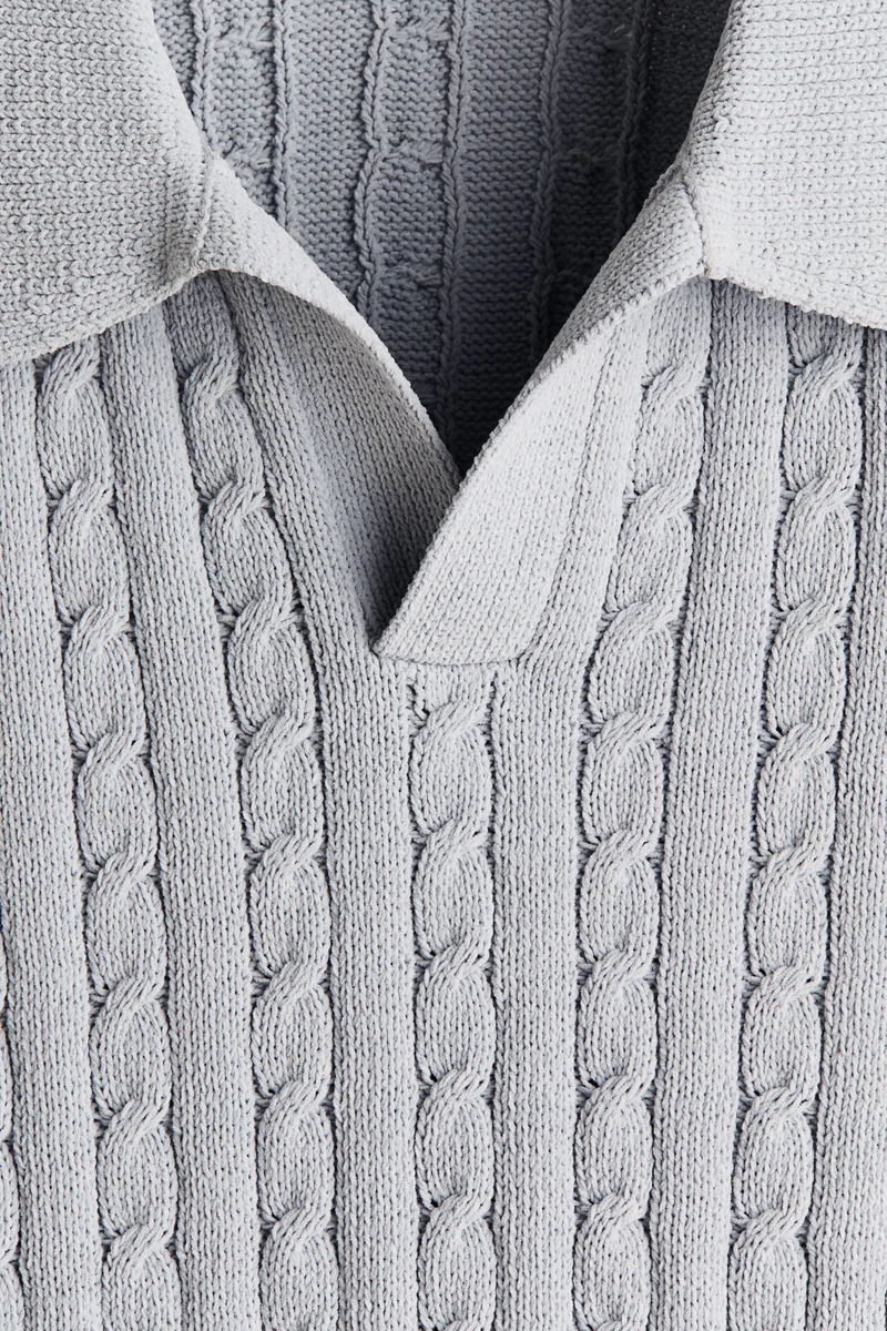 H&M  Relaxed Fit Cable-knit polo shirt for Men | Best Price UAE