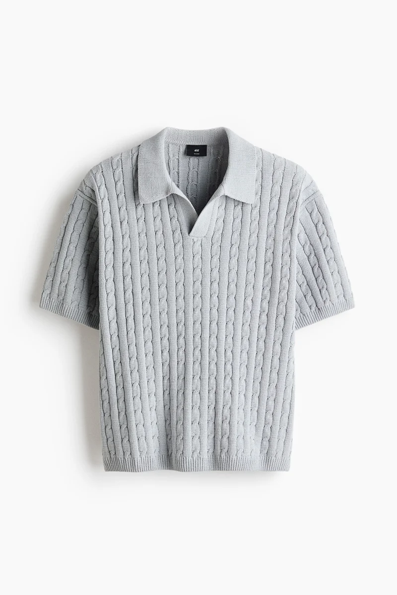 H&M  Relaxed Fit Cable-knit polo shirt for Men | Best Price UAE
