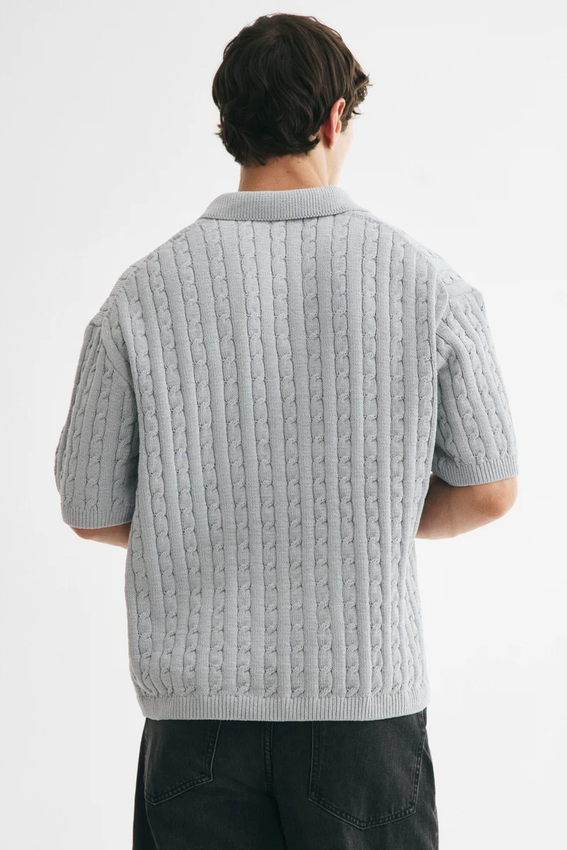 H&M  Relaxed Fit Cable-knit polo shirt for Men | Best Price UAE