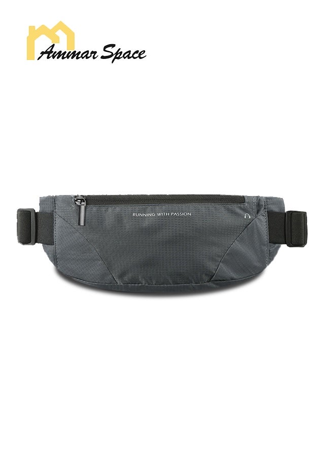 Ammar Space Running Belt Waist Bag, Lightweight Sports Fanny Pack for Men and Women, Water-Resistant Phone Waist Pack with Earphone Hole, Adjustable 65-140cm Belt for Running, Gym, Walking, Travel, Gray - Image 1