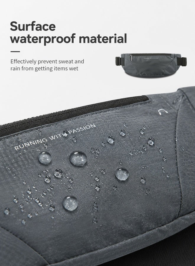 Ammar Space Running Belt Waist Bag, Lightweight Sports Fanny Pack for Men and Women, Water-Resistant Phone Waist Pack with Earphone Hole, Adjustable 65-140cm Belt for Running, Gym, Walking, Travel, Gray - Image 3