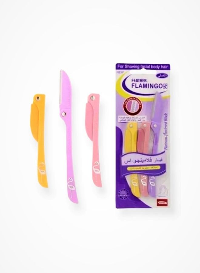 Flamingo Women's Face & Body Hair Removal 9 Blades 3x3 Yellow/Pink/Purple - Image 1