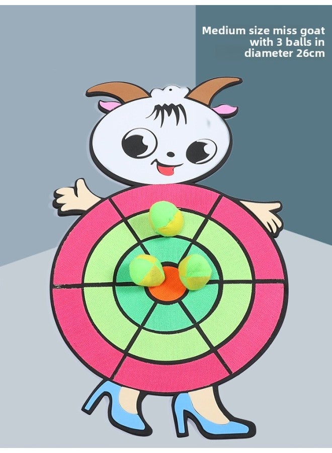 Children's Darts Sticky Ball Sticky Ball Throwing Sticky Target Ball Outdoor Parent-child Toy Indoor Suction Cup Sticky Ball Throwing Ball-Color:Miss Medium Goat With 3 Small Ball Diameter 26cm - Image 1