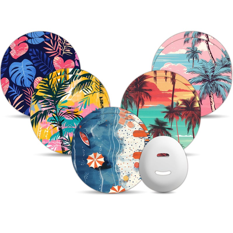 Amolyfe Dexcom G7 Over Patches, Amolyfe 10-Pack Dexcom Stelo Overpatches, Bump-Proof with Hard Cap, Waterproof, Breathable, Medical Adhesive, 15-Day CGM Protection (Beach Sunset) - Image 1