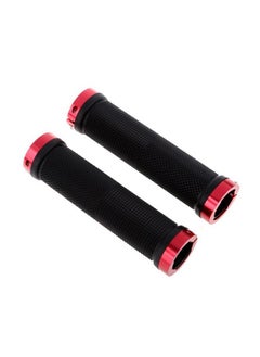 Kework Bike Grips, Double Locking Bike Bicycle Mountain Bike Handlebar Grips, Include 2 Handlebar Caps, Aluminum Alloy Lock Ring (Red)  - Image 3