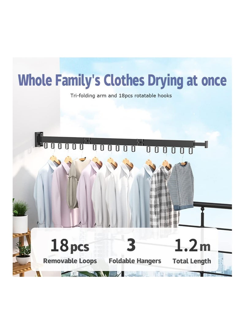 Wall Mounted Retractable Clothes Drying Rack,Foldable Clothes Hangers,Stainless Steel Collapsible Laundry Clothes Hanger Rack - Image 2