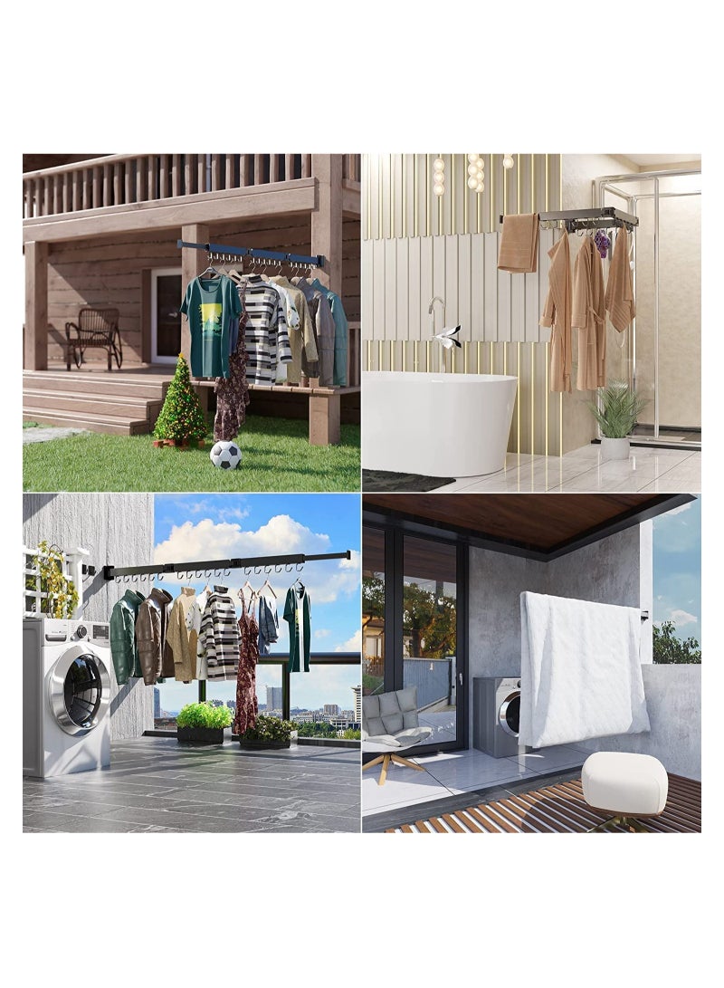 Wall Mounted Retractable Clothes Drying Rack,Foldable Clothes Hangers,Stainless Steel Collapsible Laundry Clothes Hanger Rack - Image 3