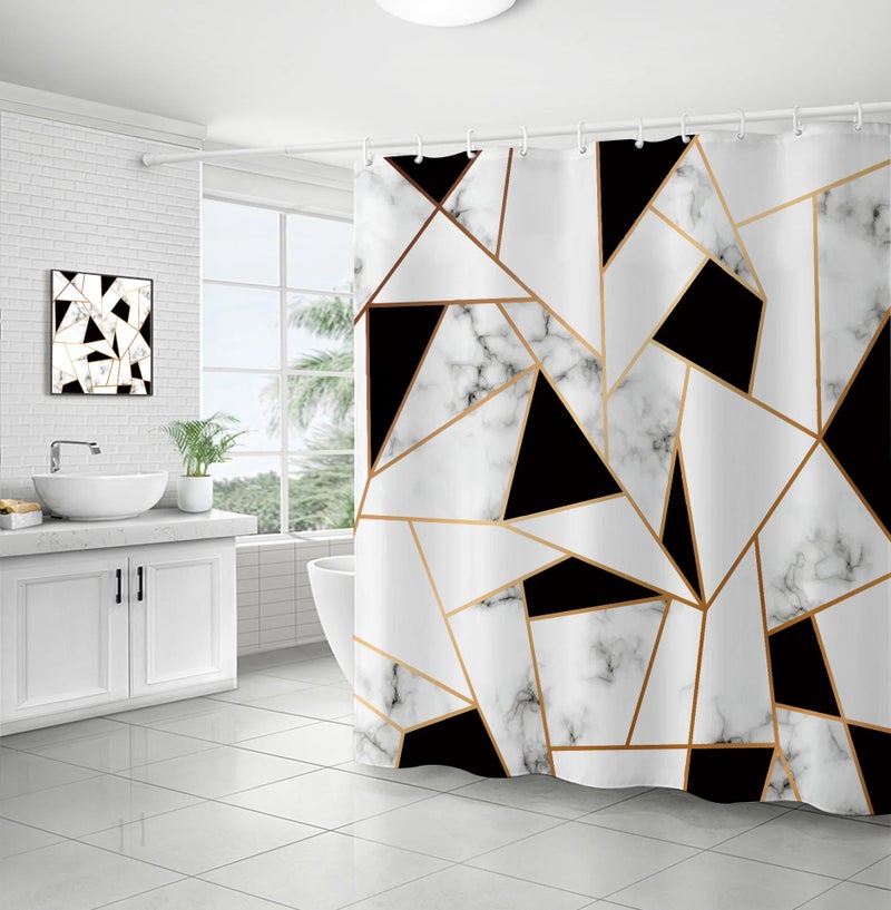 Bluejw Printed Polyester Shower Curtain Set for Bathroom  Cheap Elegant Polyester Print Shower Curtain With 12 Button Holes - Image 1