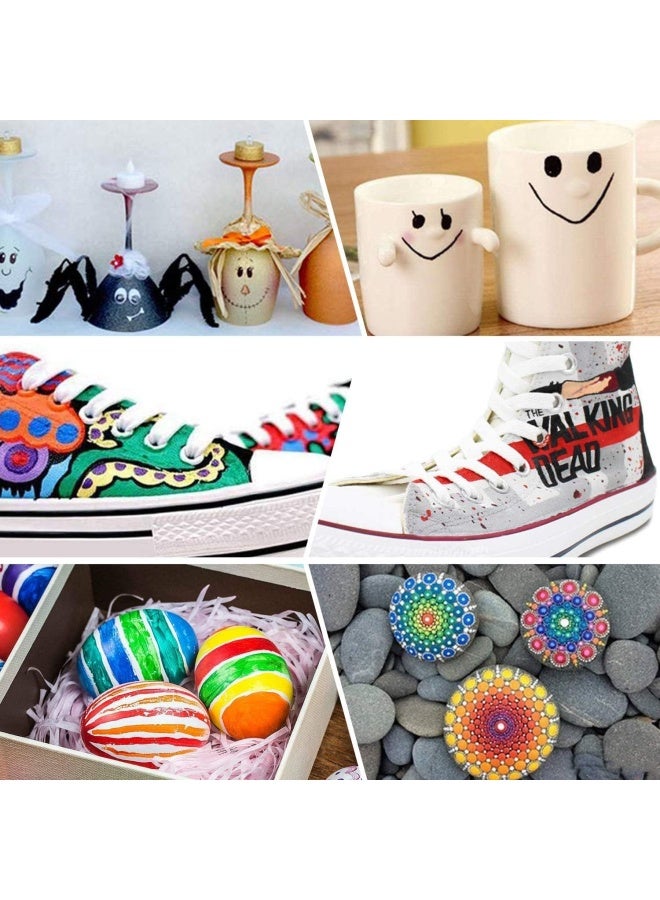 Premify مجموعة أقلام طلاء أكريليك مكونة من 28 لونًا لرسم الصخور والحجر والسيراميك والزجاج والخشب والقماش، قلم تحديد مقاوم للماء، طرف رفيع للغاية 0.7 مم طلاء مائي، 10 أقلام ساطعة + 8 أقلام فاتحة + 10 أقلام تلوين أرضية - Image 5