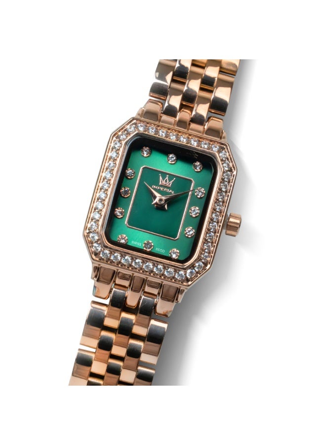 IMPERIAL Women's Rose Gold Stainless Steel Watch, Green MOP Dial, Y121 Movement, Butterfly Clasp, 3ATM Watch for Women | IMP.GZ8692L9013 - Image 2