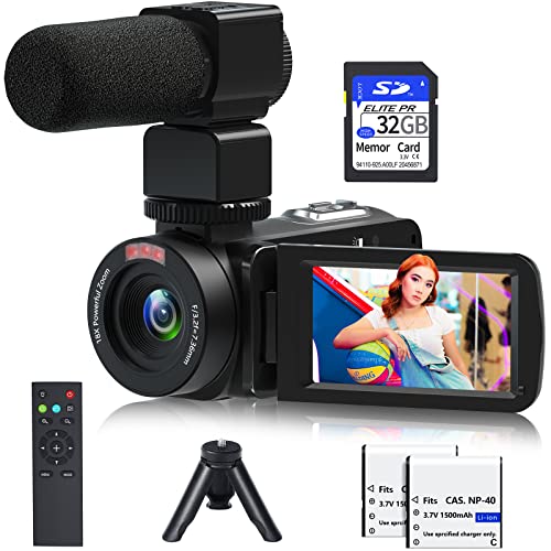 VETEK Video Camera, 1080P 30MP Camcorder IR Night Vision Vlogging Camera for YouTube,3.0" LCD Screen 18X Digital Zoom Recorder Camera with Remote Control, Microphone, Mini Tripod, 2 Battries, 32GB SD Card - Image 1