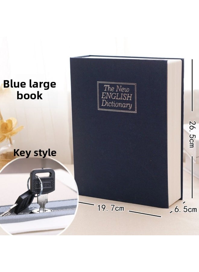 Small Cash Box Piggy Bank Children's Household Storage Book Safe Code Box With Lock Small Lock-Color:Large Key Blue Upgraded Thickened Steel Plate  - Image 1