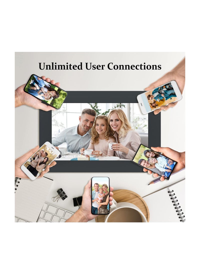 10.1 Inch WiFi Digital Picture Frame IPS Touch Screen Smart Cloud Photo Frame with 16GB Storage Easy Setup to Share Photos or Videos via Frameo APP Auto-Rotate Wall Mountable (Black)
