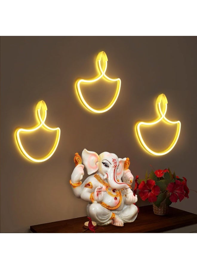 Home Care ضوء حائط نيون LED دييا بتوهج ذهبي دافئ لمصباح الاحتفالات لعيد ديwali، معبد المنزل، غرفة المعيشة وزينة الجدران | ضوء زخرفي موفر للطاقة يعمل بالطاقة USB للاحتفالات والهدايا - Image 2