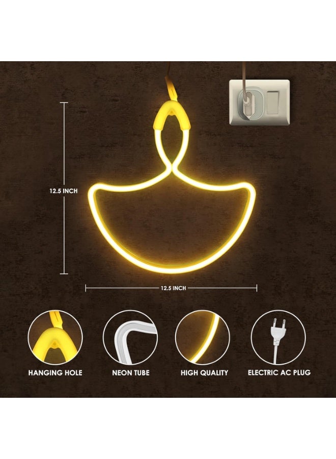 Home Care ضوء حائط نيون LED دييا بتوهج ذهبي دافئ لمصباح الاحتفالات لعيد ديwali، معبد المنزل، غرفة المعيشة وزينة الجدران | ضوء زخرفي موفر للطاقة يعمل بالطاقة USB للاحتفالات والهدايا - Image 3