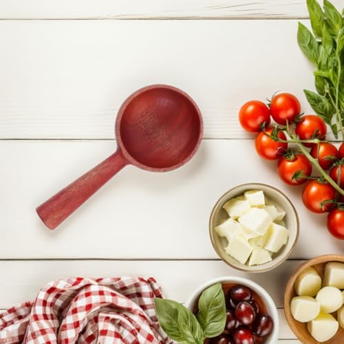 KICHOUSE Household Wooden Soup Spoon 7.08 Inch Multi-Function Kitchen Ladle for Cooking Serving Soup Rice Scoop and Dessert Use with Short Handle - Image 2