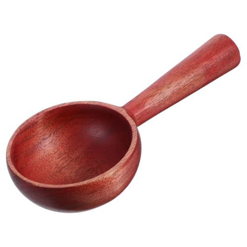 KICHOUSE Household Wooden Soup Spoon 7.08 Inch Multi-Function Kitchen Ladle for Cooking Serving Soup Rice Scoop and Dessert Use with Short Handle - Image 1