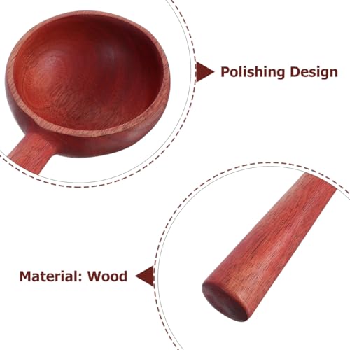 KICHOUSE Household Wooden Soup Spoon 7.08 Inch Multi-Function Kitchen Ladle for Cooking Serving Soup Rice Scoop and Dessert Use with Short Handle - Image 4