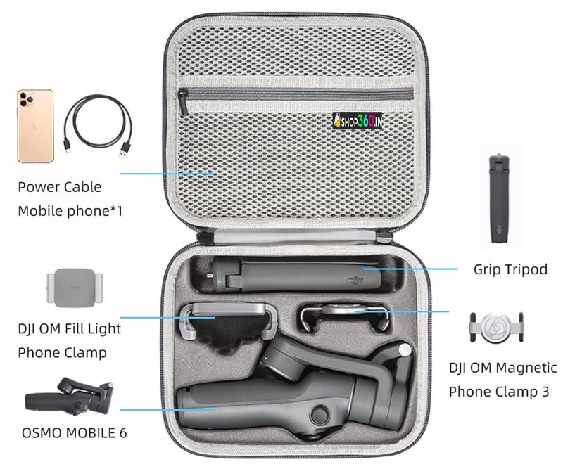 Careflection PU shoulder Case for DJI OM 6 OSMO Mobile 5 Carry bag Holds Gimbal ,Phone ,Charger,Cables,Combo Kits ,Grip Tripod - Dust & Water proof : Protective Travel Hand Bag Storage Suit case-5 Years Warranty - Image 4