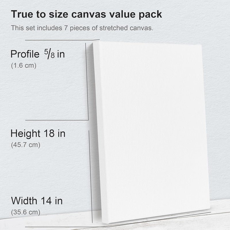 Phoenix Large Stretched Canvas for Painting 14x18 Inch/7 Value Pack, 8 Oz Triple Primed 5/8 Inch Profile 100% Cotton White Blank Canvas, Large Framed Canvas for Oil Acrylic & Pouring Art - Image 3