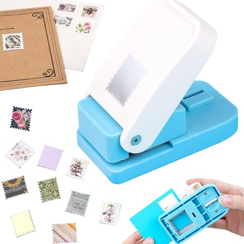 CYFUN DESIGN Stamp Puncher, Stamp Punch, Postage Stamps Punch, 1X0.8inch Rectangular Stamps Cutout Punches, Lever Paper Punches for Crafting, Square Craft Hole Puncher for Paper Crafts DIY Scrapbooking Journaling - Image 1