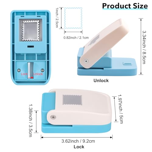 CYFUN DESIGN Stamp Puncher, Stamp Punch, Postage Stamps Punch, 1X0.8inch Rectangular Stamps Cutout Punches, Lever Paper Punches for Crafting, Square Craft Hole Puncher for Paper Crafts DIY Scrapbooking Journaling - Image 3