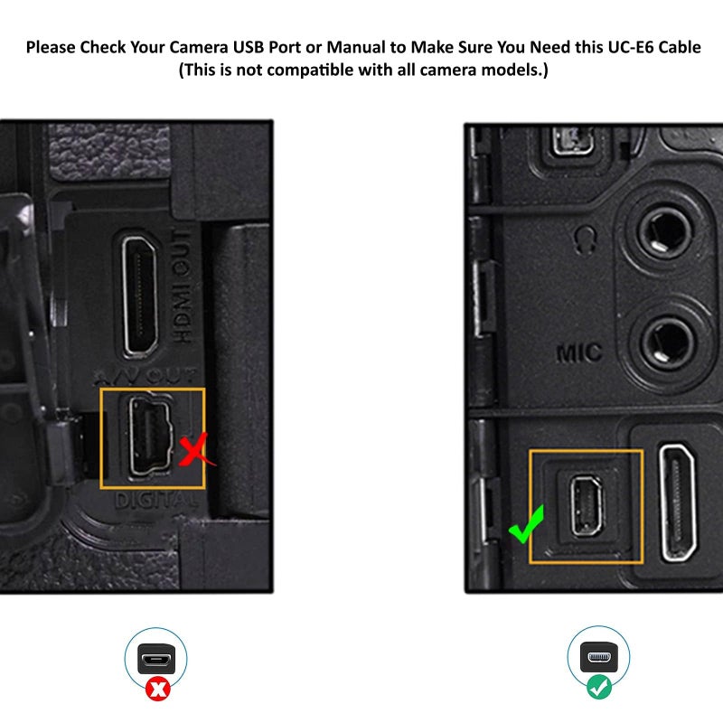 ienza كابل USB لنقل الصور وشحن UC-E6 لكاميرات نيكون D3300 D750 D5300 D7200 D3200، Coolpix B500، مجموعة مختارة من Coolpix وكاميرات DSLR (يرجى مراجعة صور المنتج والقائمة الكاملة لنماذج نيكون المتوافقة أدناه) - Image 5