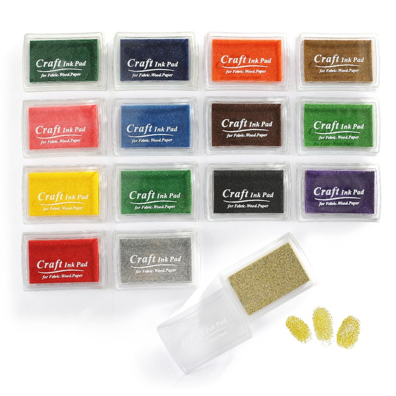 OLULU 15 Vibrant Colors Ink Pads for Stamps, OLULU Craft Ink Pad Set, Stamp Ink Pad for Rubber Stamps, DIY Crafts, Card Making, and Scrapbooking - Image 1