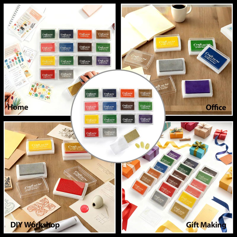 OLULU 15 Vibrant Colors Ink Pads for Stamps, OLULU Craft Ink Pad Set, Stamp Ink Pad for Rubber Stamps, DIY Crafts, Card Making, and Scrapbooking - Image 4