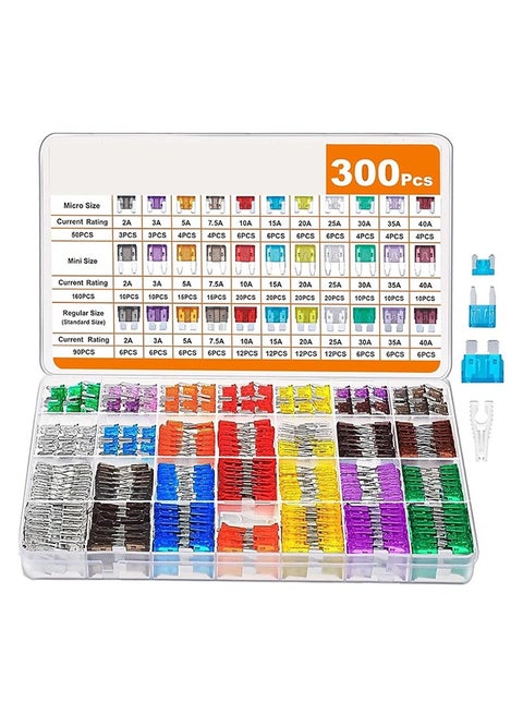 مجموعة متنوعة من فيوزات السيارات، 160 فيوزًا صغيرًا + 90 فيوزًا قياسيًا + 50 فيوزًا صغيرًا + أداة سحب فيوزات، للسيارات/المركبات الترفيهية/الشاحنات/الدراجات النارية (2 أمبير، 3 أمبير، 5 أمبير، 7.5 أمبير، 10 أمبير، 15 أمبير، 20 أمبير، 25 أمبير، 30 أمبير، 35 أمبير، 40 أمبير)