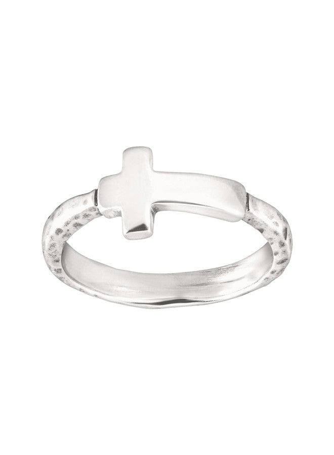 Silpada 'Simplex Cross' Horizontal Cross Textured Ring in Sterling Silver, Size 8, Size 8 - Image 1